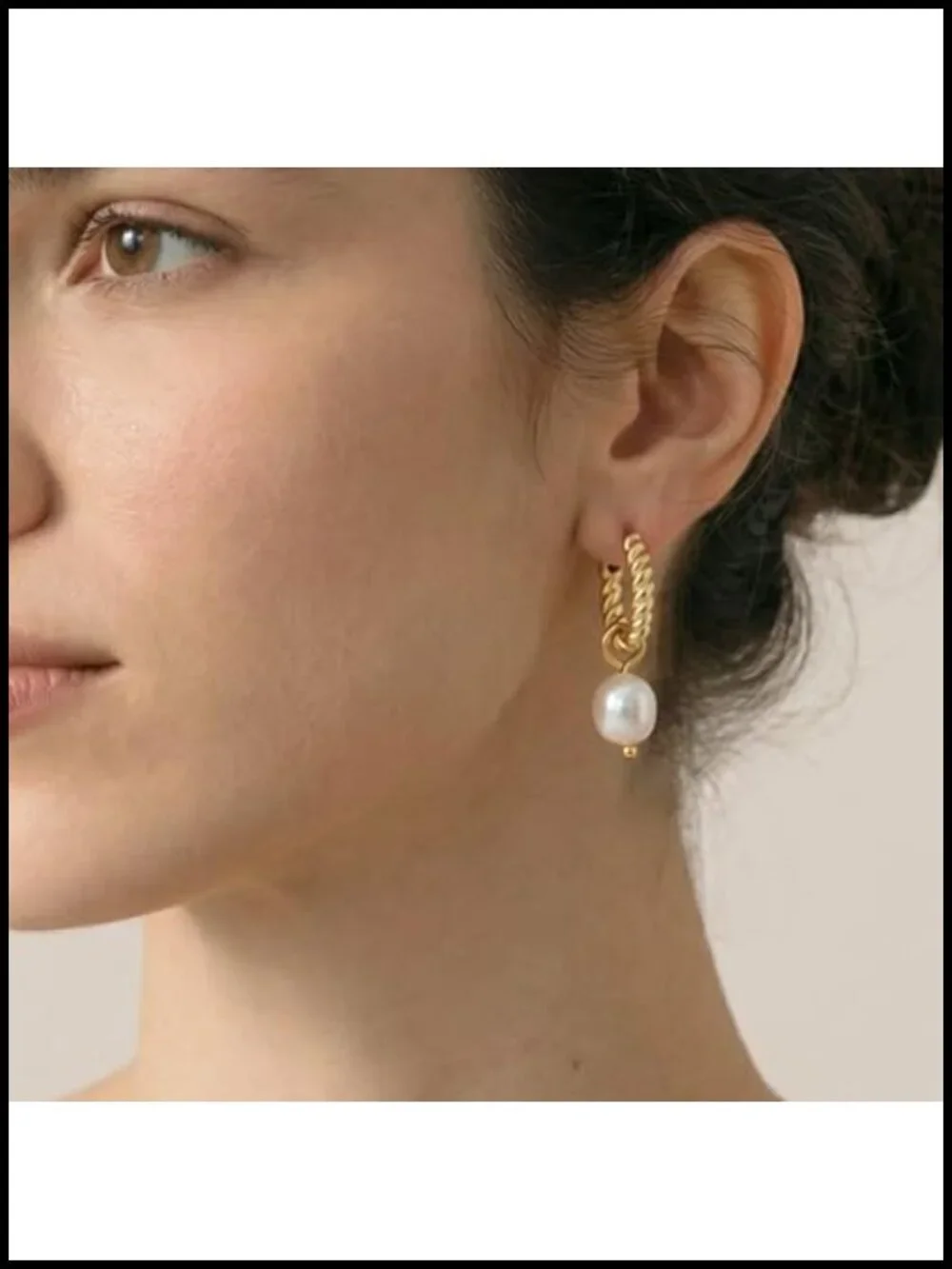 Dainty Pearl Drop Earrings for Women Gold Huggie Hoop Dangle Earrings Stainless